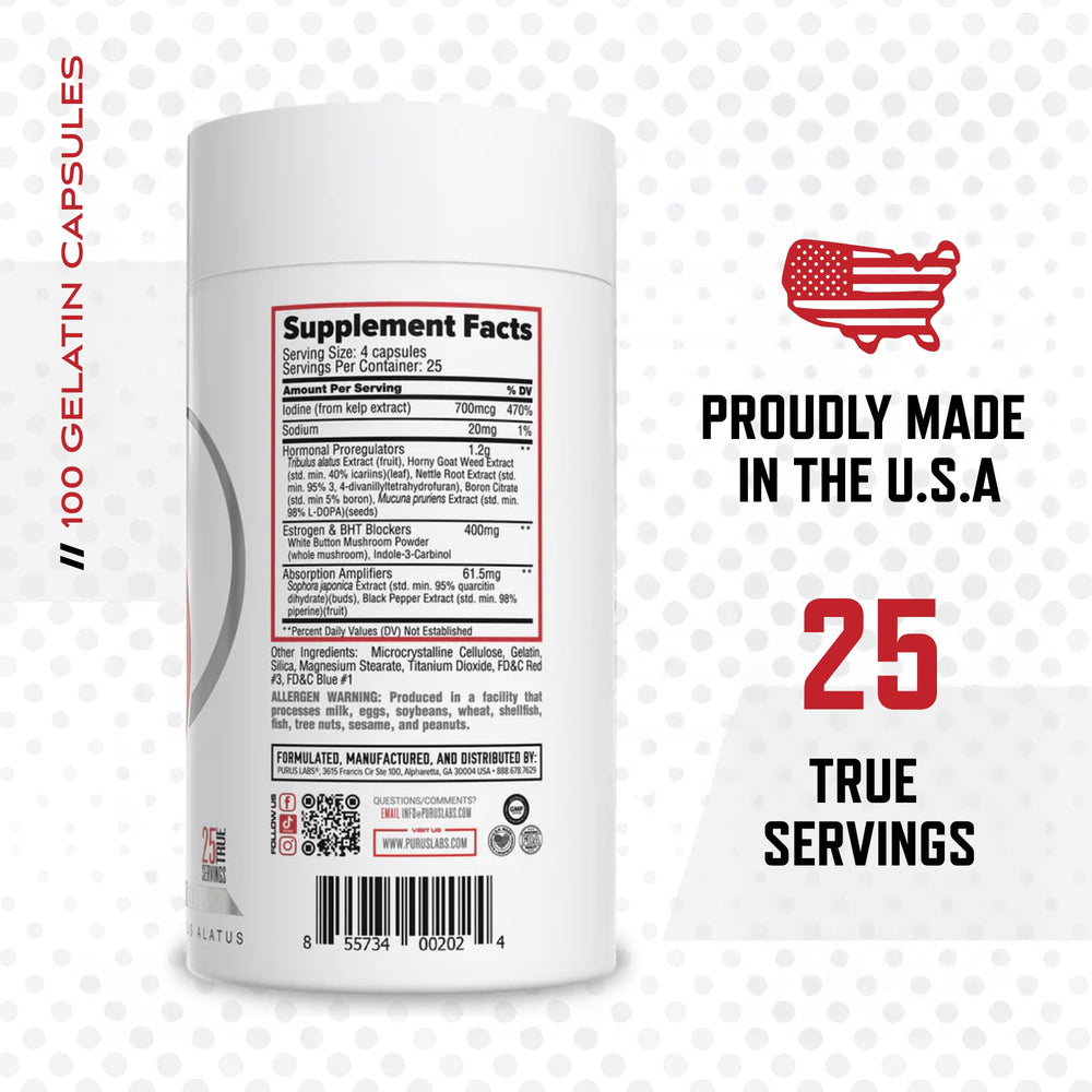 Purus Labs Recycle capsules close-up highlighting natural hormone balance ingredients.