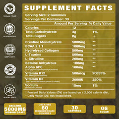 Putaojun Creatine d3 b12 vitamin gummies jar highlighting essential nutrients.