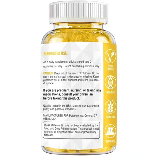 Putaojun Creatine mango gummies closeup showing chewy texture for on-the-go fueling.