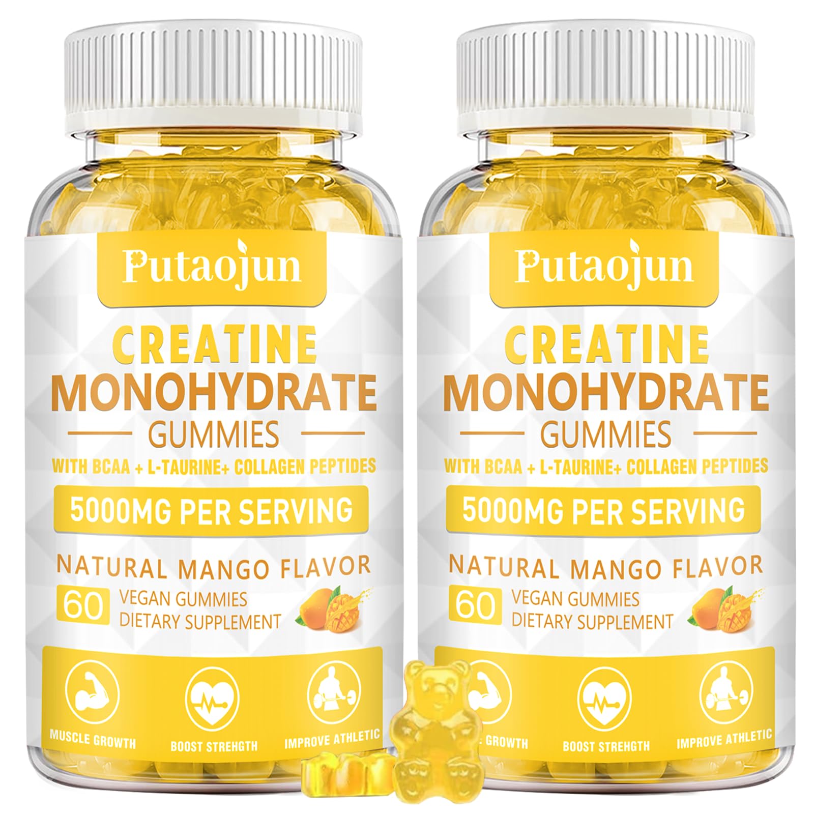 Putaojun Creatine mango gummy bottle ready for daily workouts and quick energy.