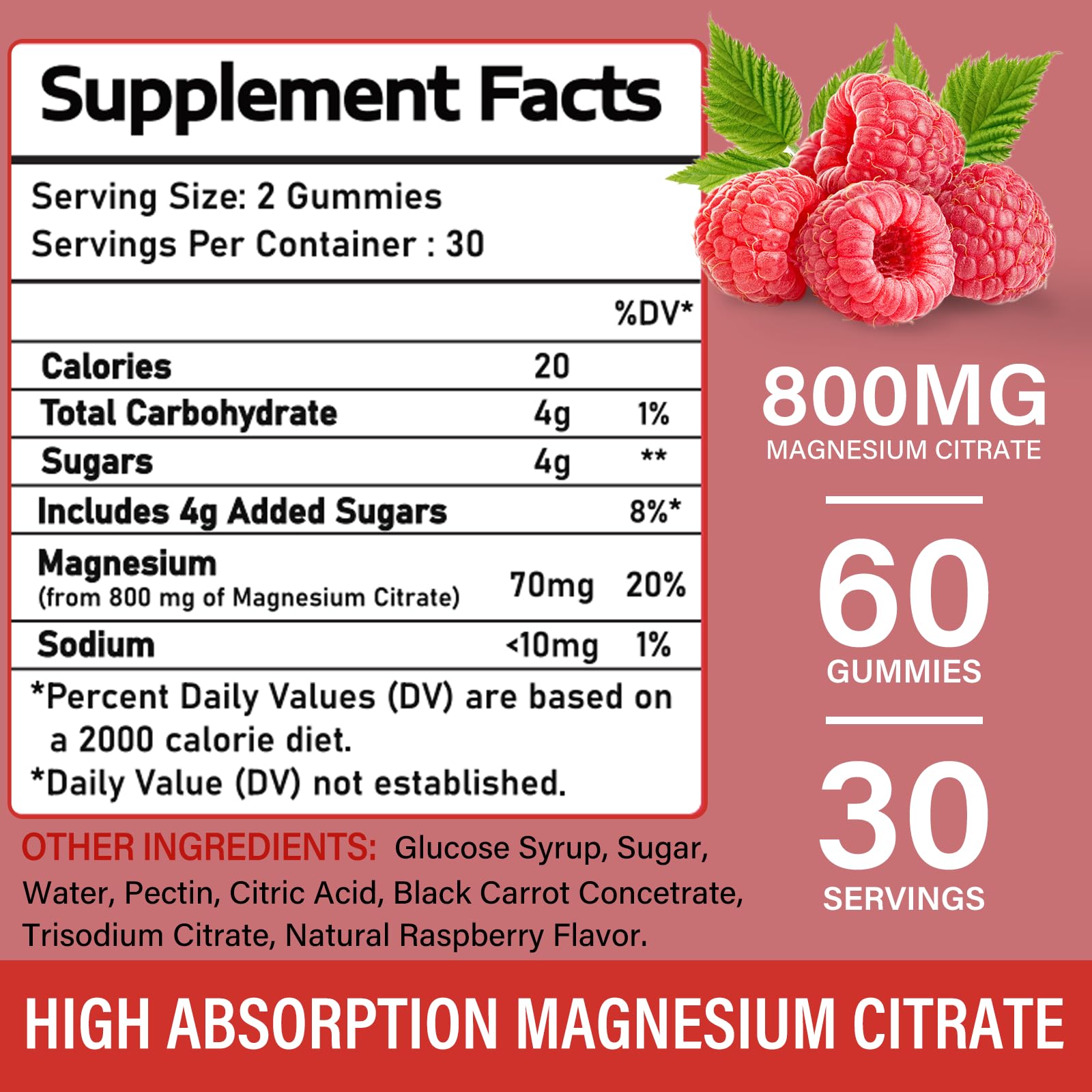 Putaojun magnesium citrate gummies raspberry serving highlights convenient, tasty daily intake.