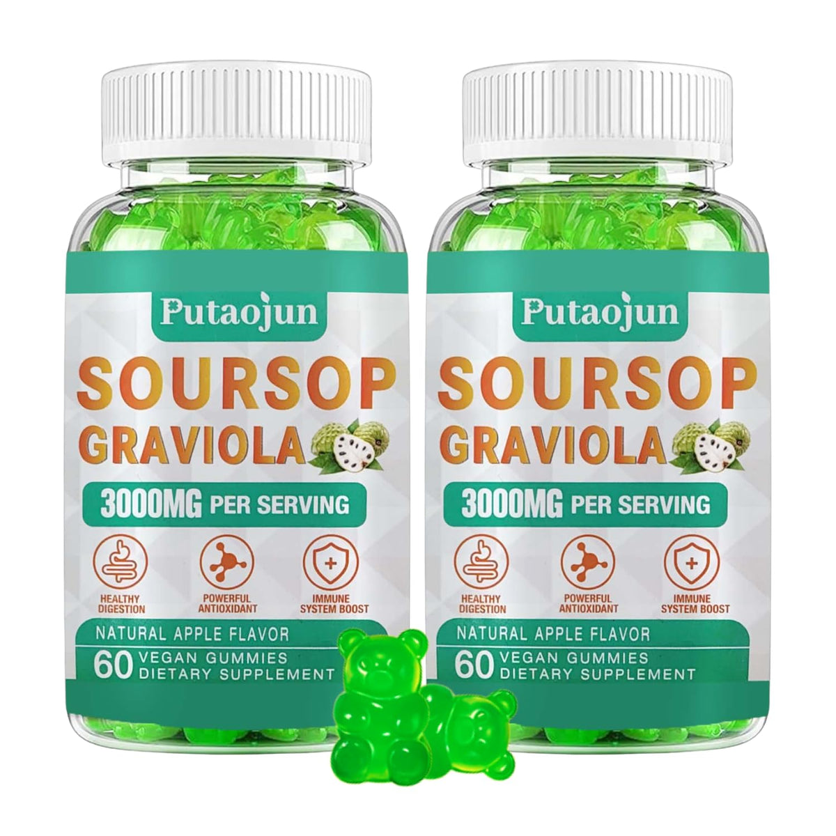 Putaojun Soursop Gummies bottle front signals convenient daily wellness.