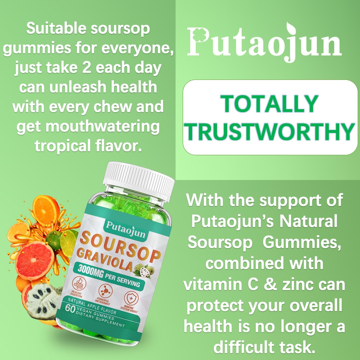 Putaojun Soursop Gummies packaging on the go enables travel-friendly nutrition.