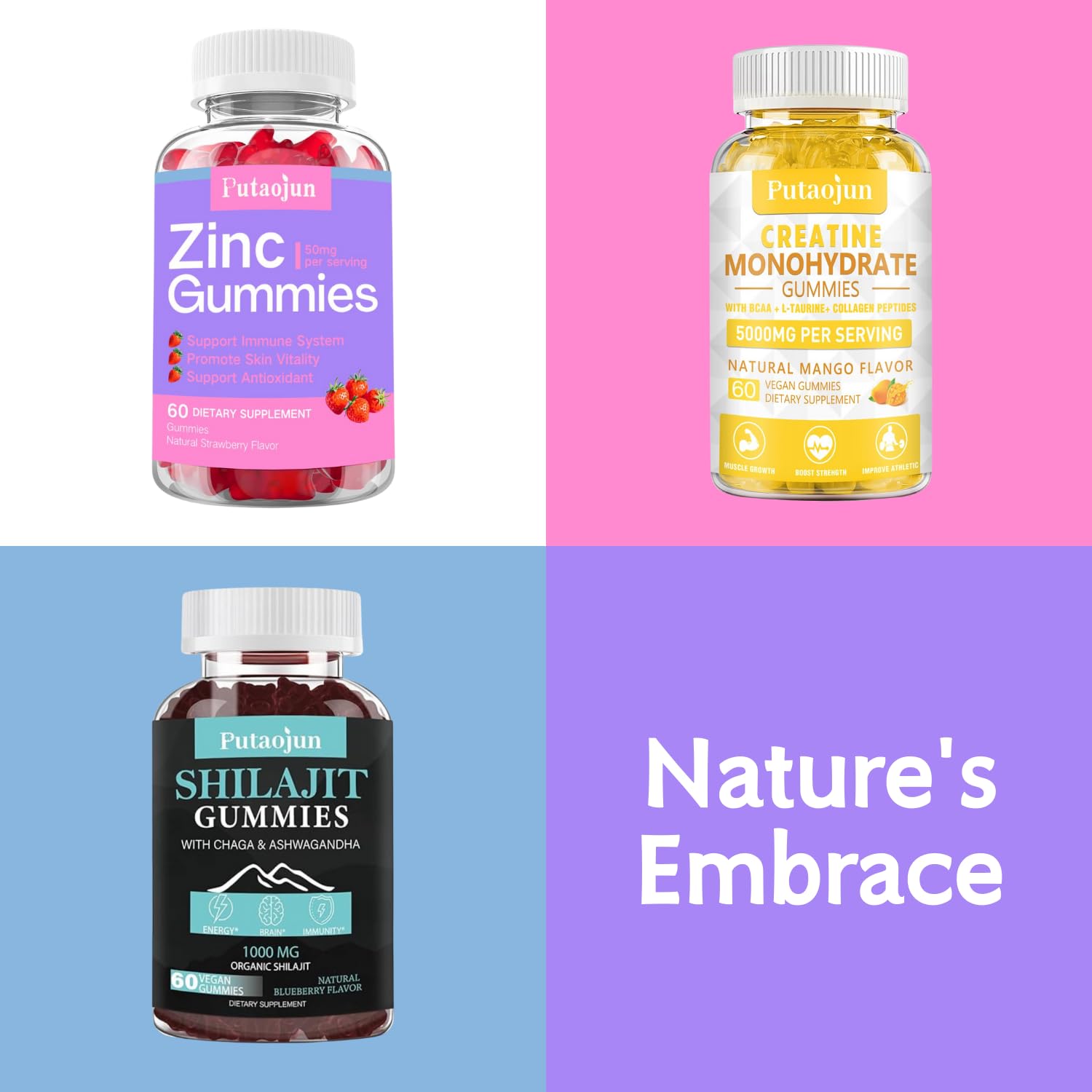 Putaojun Zinc Gummies lab-tested quality image communicates consistent, high-purity production