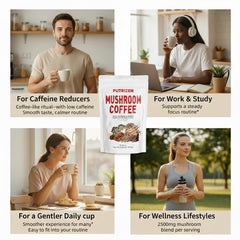 Morning routine scene with PUTRIZEN HerbalWell on a desk