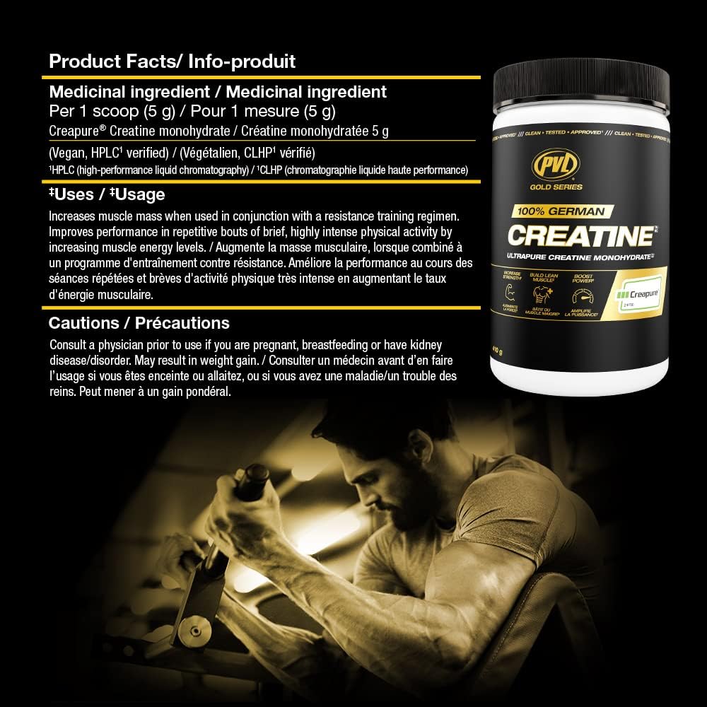 PVL Creapure Creatine packaging side view shows clean formula