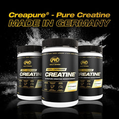 PVL Creapure Creatine powder jar highlights pharmaceutical-grade purity