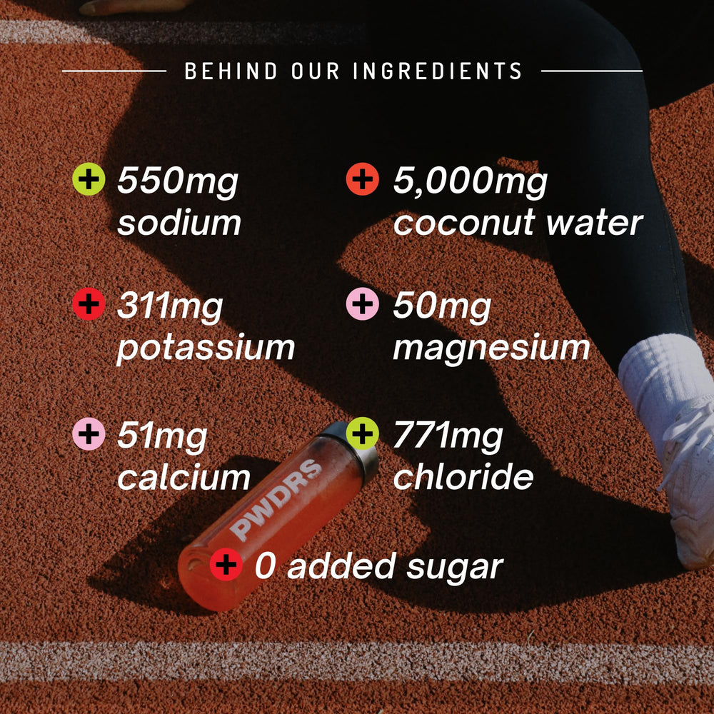 PWDRS Electrolytes sodium boost supports electrolyte balance during activity.