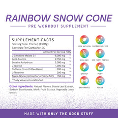 PWDRS glass with ready-to-drink Rainbow Snowcone energy mix.