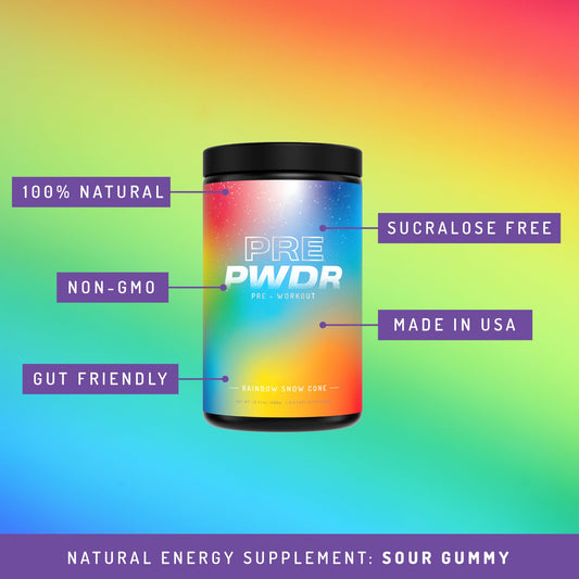 PWDRS label close-up highlighting vegan, gluten-free, sugar-free formulation.