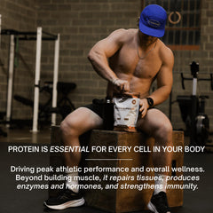 PWDRS Mint Chip protein scoop showcases easy serving for quick shakes.