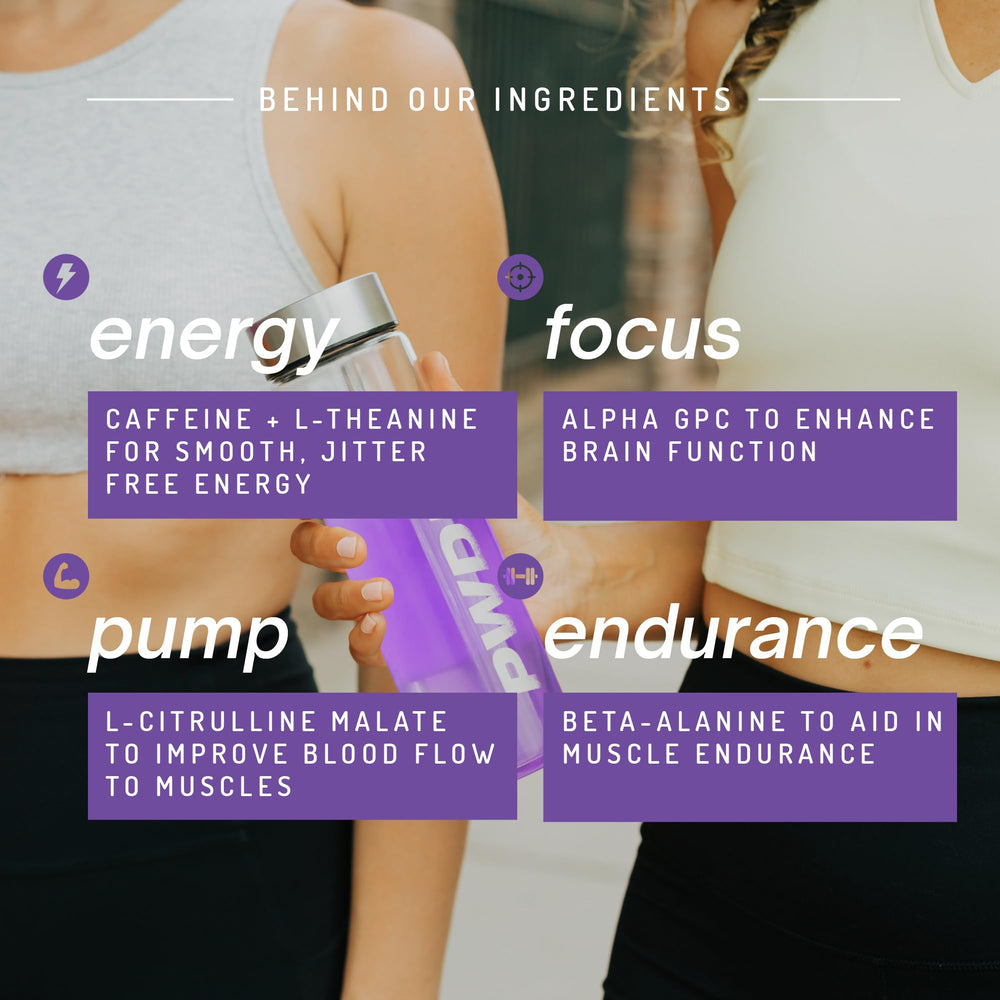 PWDRS powder dissolving in water for quick endurance support.