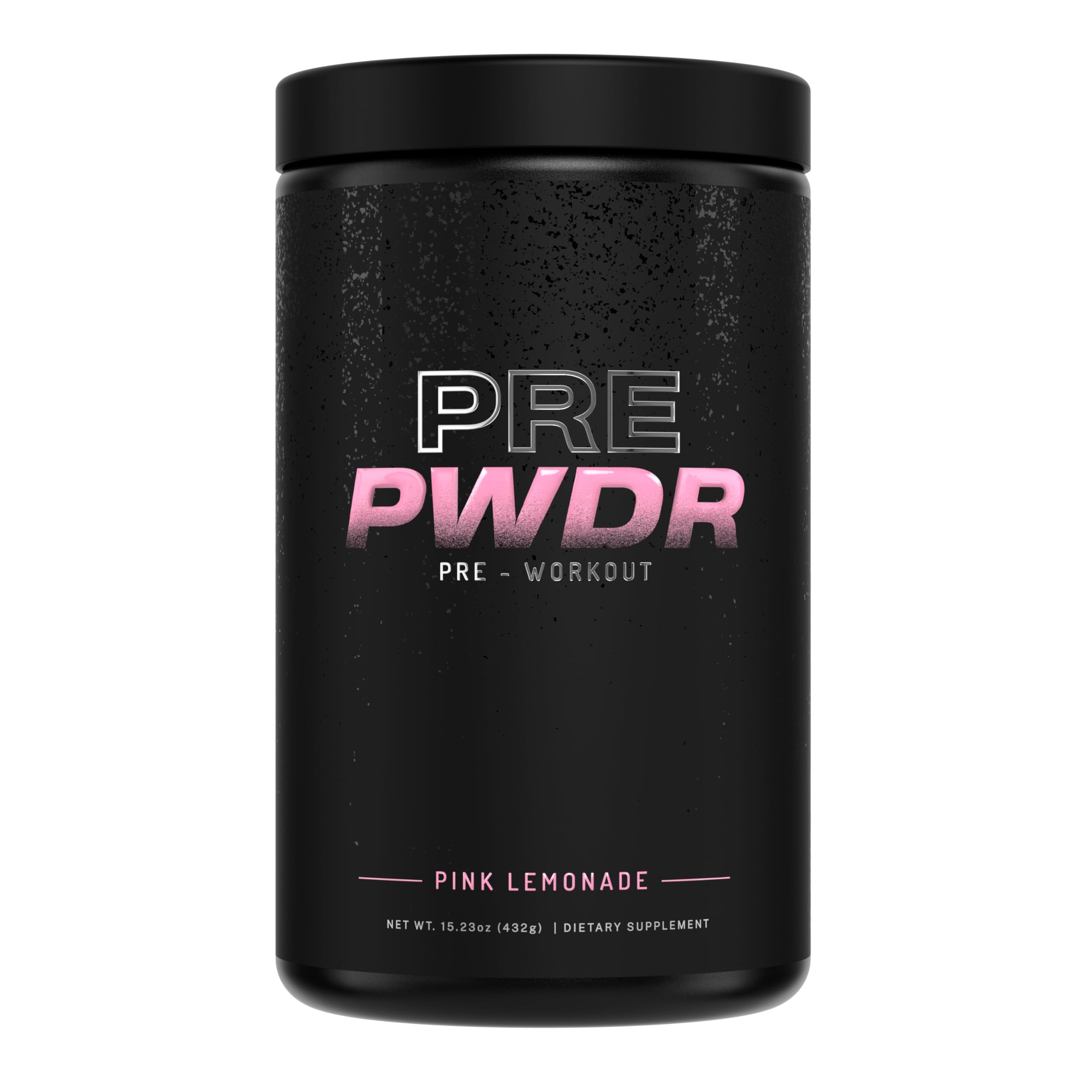 PWDRS Pre-Workout Pink Lemonade tub ready to mix for daily workouts