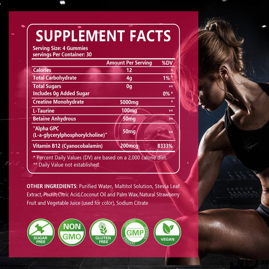 PWERD creatine gummies serving 4 for a convenient workout boost.