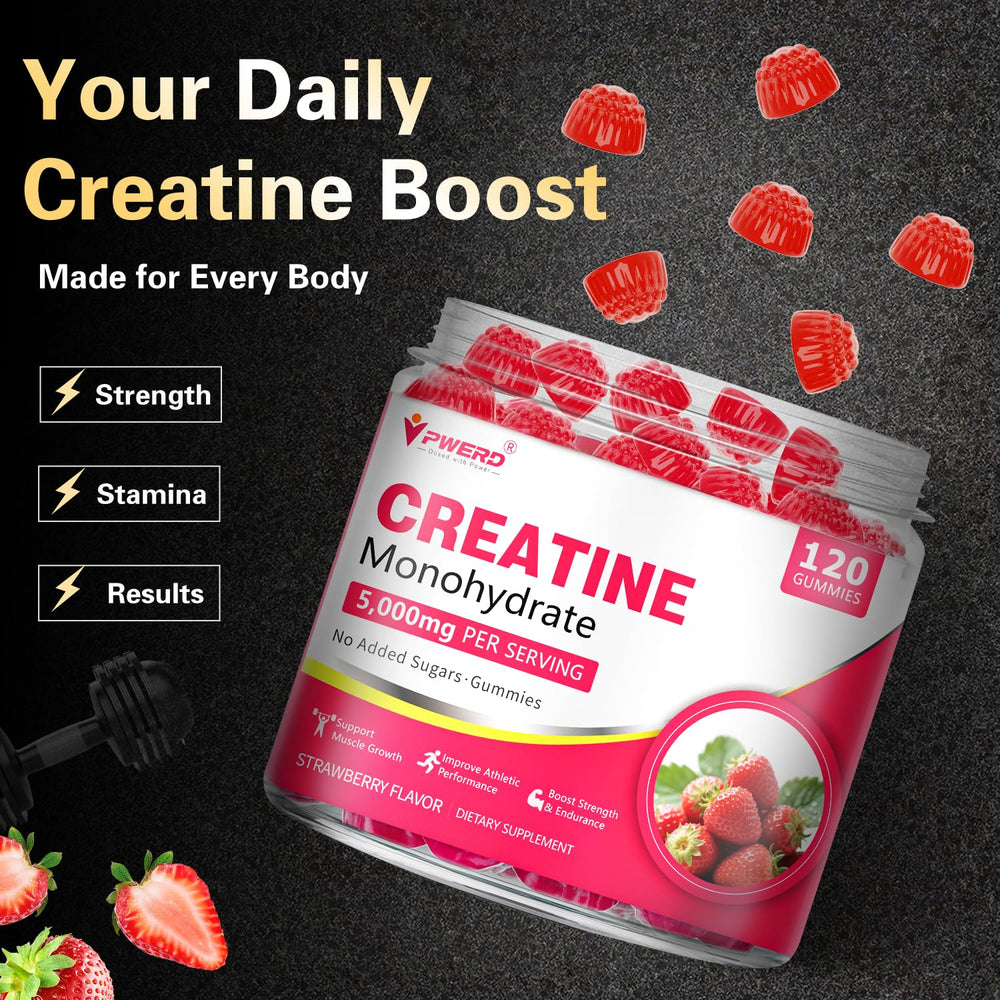 PWERD vegan sugarfree creatine gummies suitable for vegan athletes.