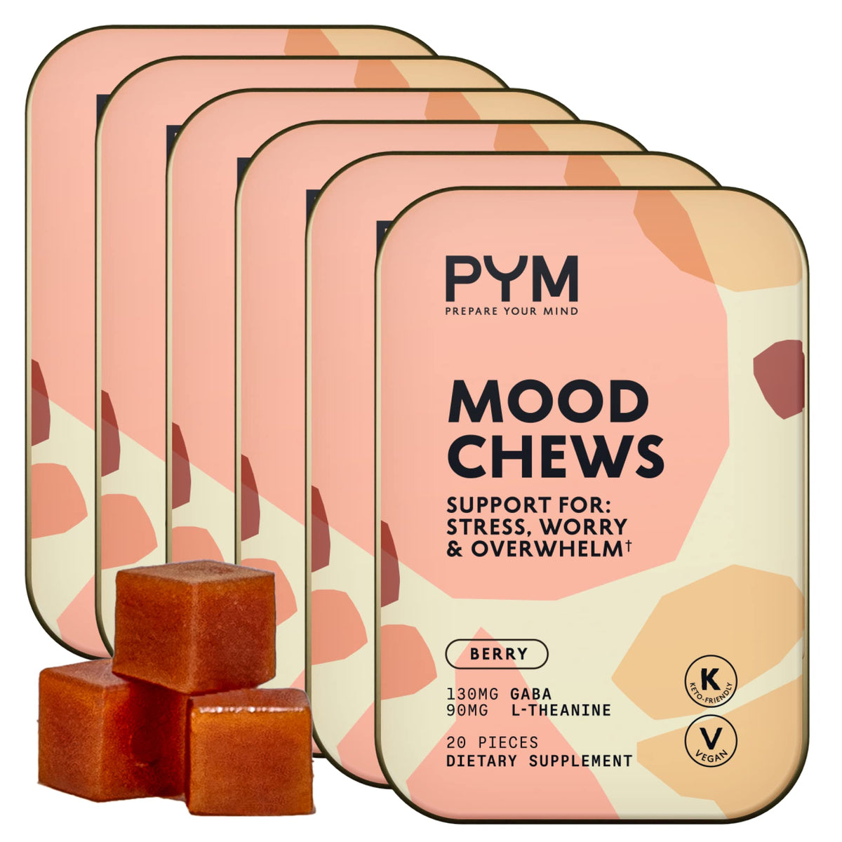 PYM Berry Mood Chews bottle front for everyday calm and focus.
