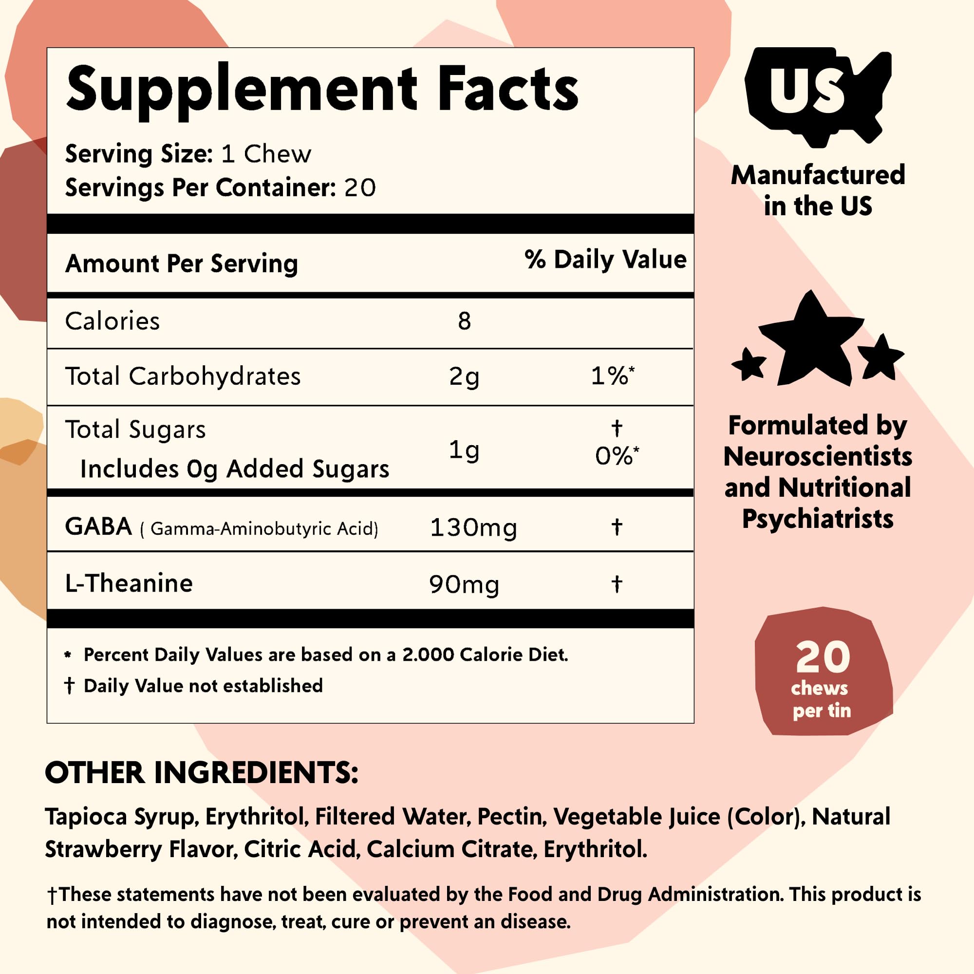 Jar close-up highlighting vegan, non-GMO gummies for daily calm.