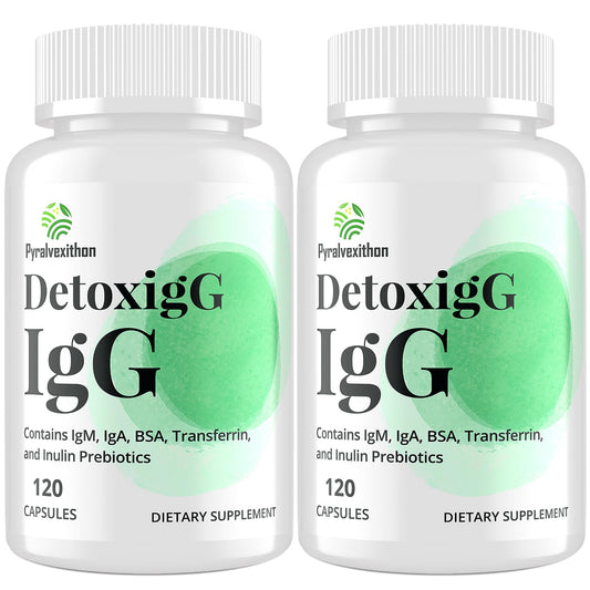 Pyralvexithon bottle top view with IgG capsules for daily support