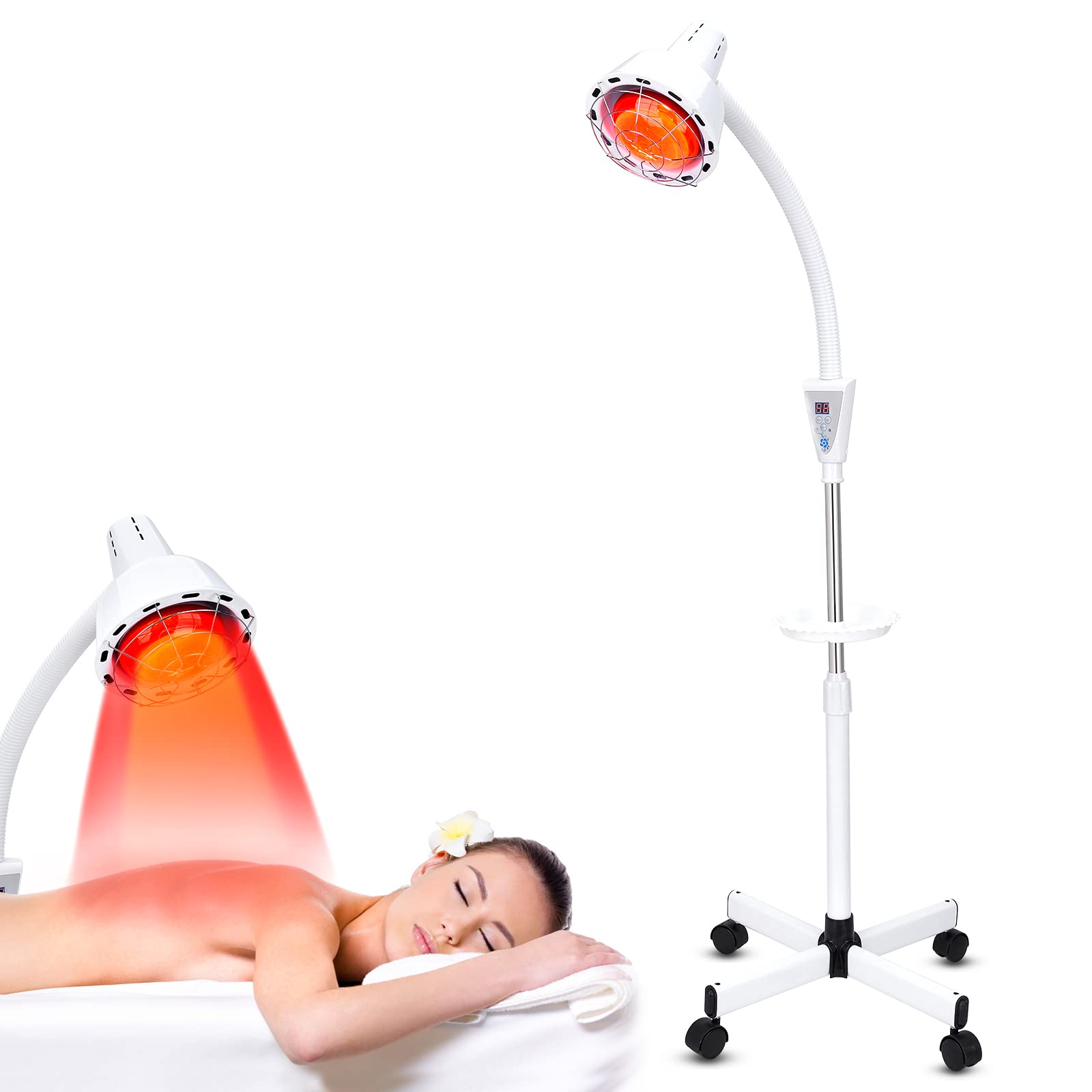 QAIHOE 275W infrared lamp on a wheeled stand for home sessions