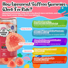 Q'ankyaq Kids saffron gummies vegan-base product suitable for dietary preferences.