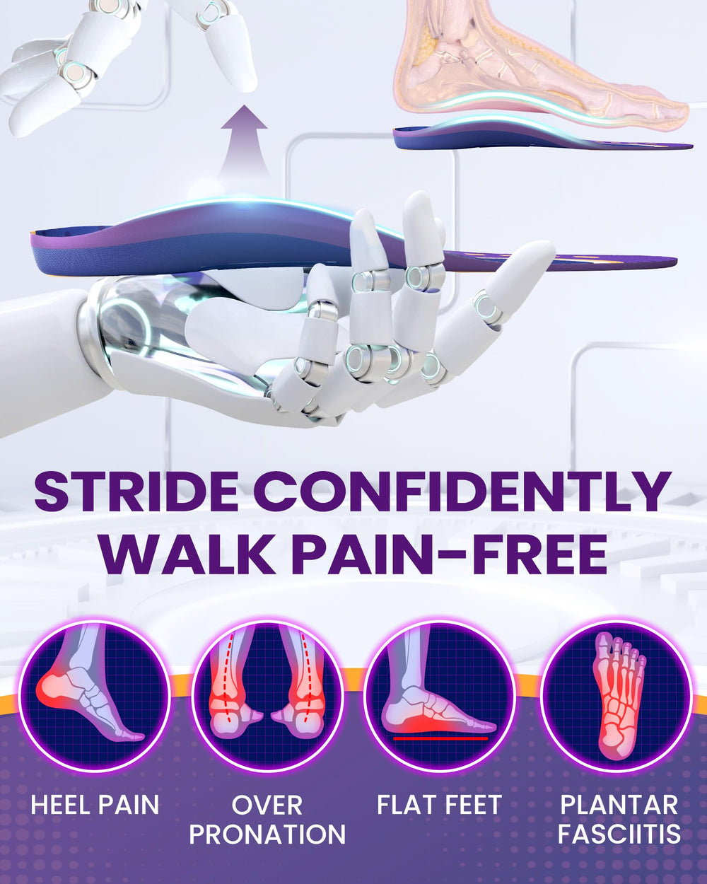 QBK orthotic inserts with plantar fasciitis relief for walking
