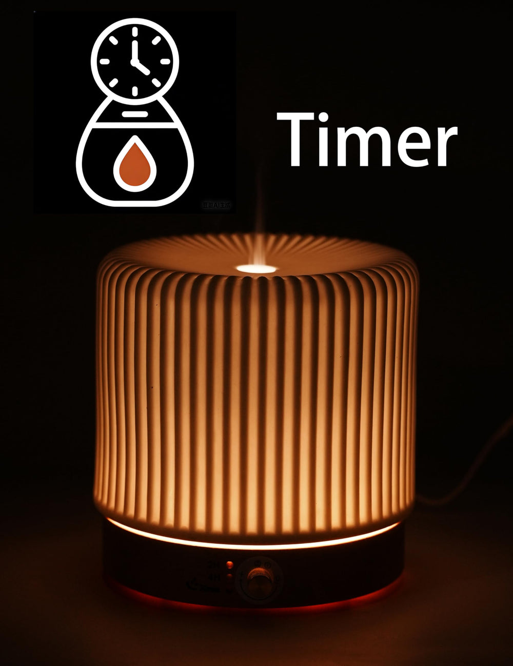 QCYBDGLOV ceramic diffuser in a white bedroom scene with soothing scent