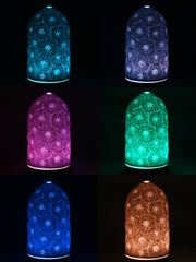 QCYBDGLOV Sunflower diffuser side view with warm glow for cozy spaces.
