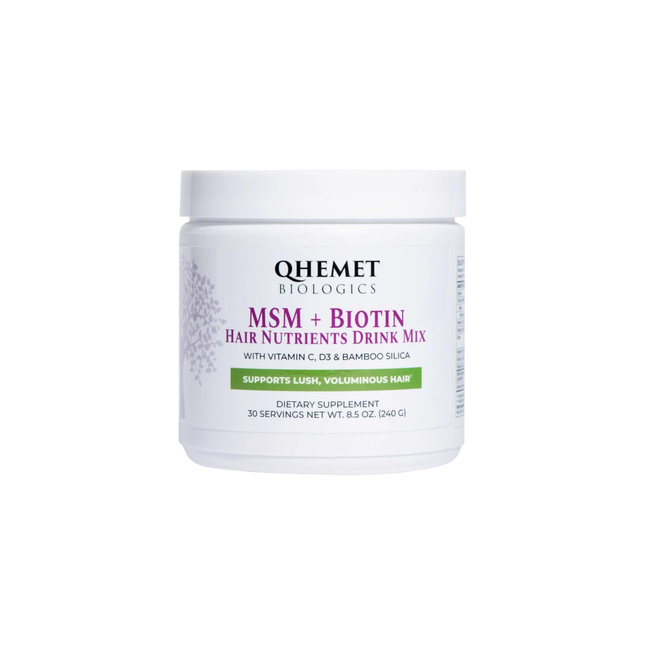 Qhemet Biologics MSM Biotin drink bottle for convenient daily nourishment.