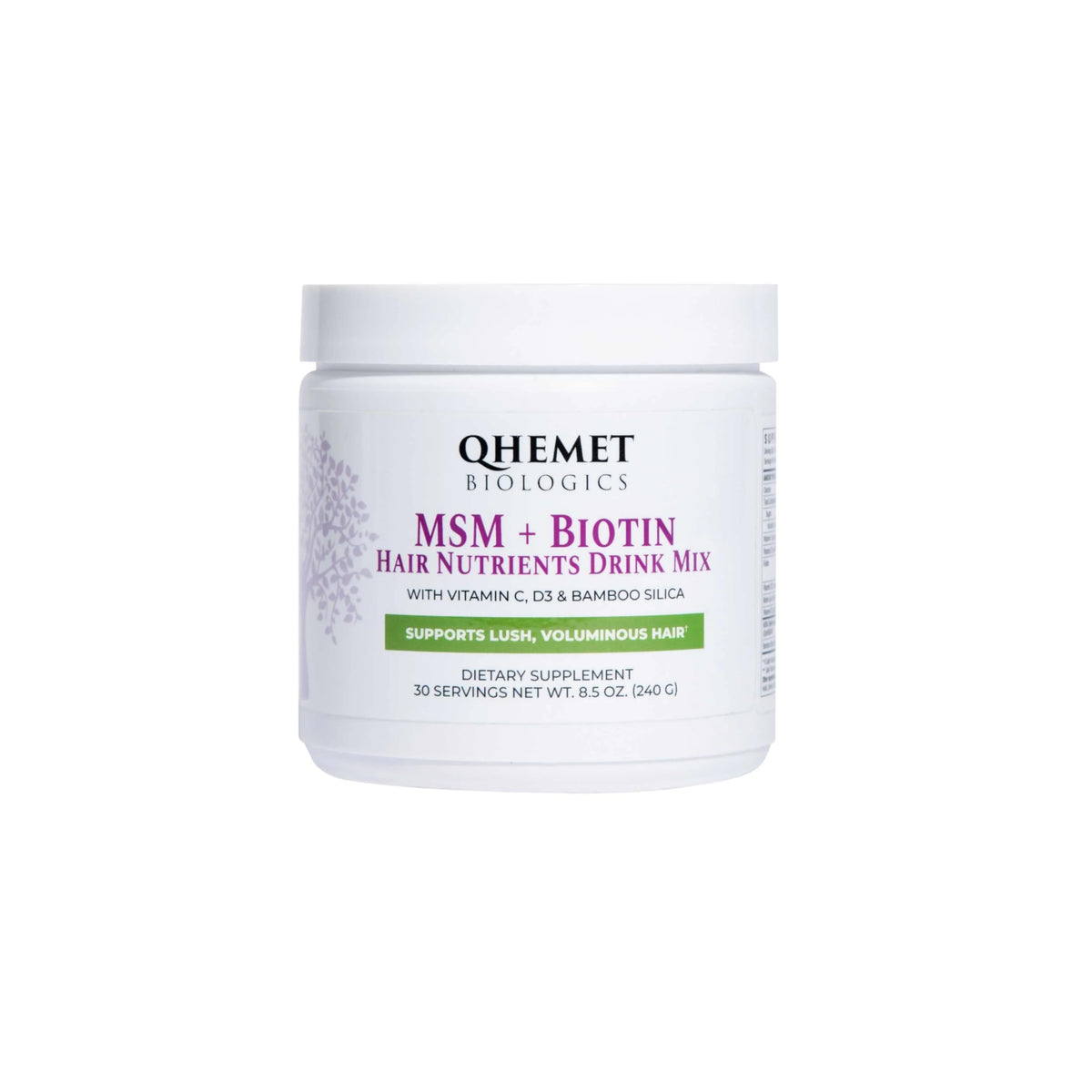 Qhemet Biologics MSM Biotin drink bottle for convenient daily nourishment.