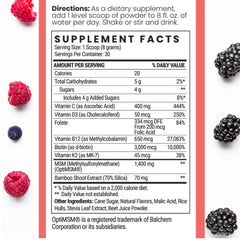 Qhemet Biologics MSM Biotin drink glass with stir demonstrates easy mix.