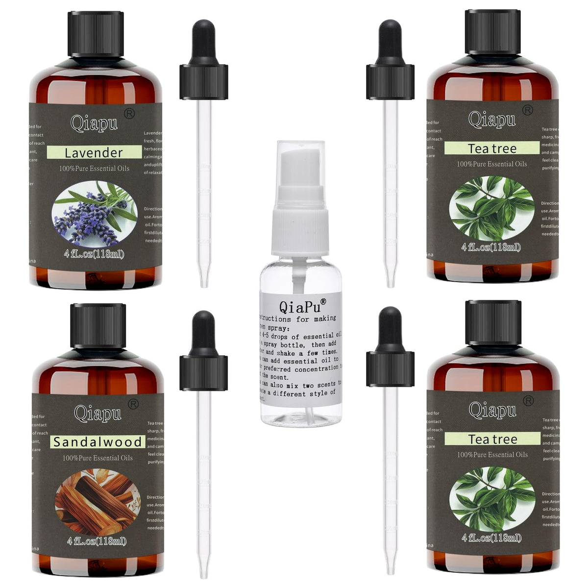 Qiapu Pure Natural aromatherapy oil dropper bottle for diffuser use and calm evenings