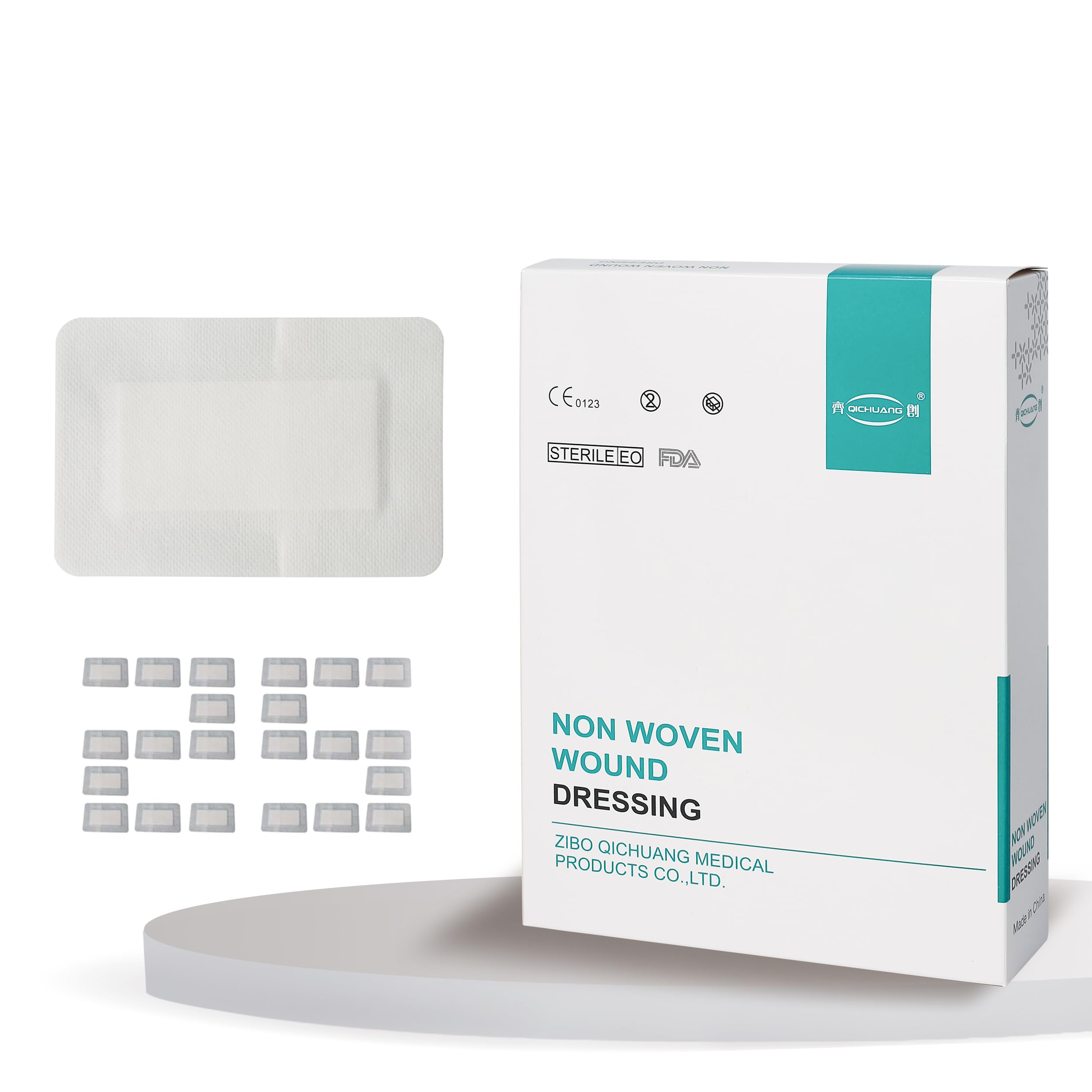 QICHUANG 6x8 wound dressing packaging shows sterile packaging for on-the-go care