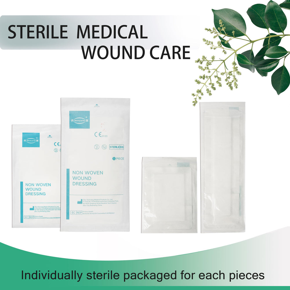 QICHUANG bordered gauze pad detail emphasizes breathable, non-woven cover for comfort
