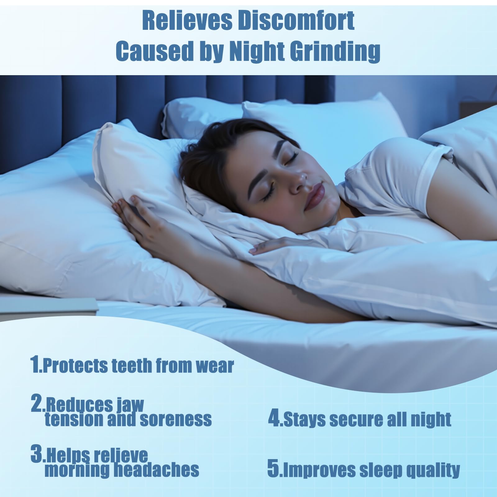 Qiivosm night guard demonstrates slim, durable material for comfortable sleep.