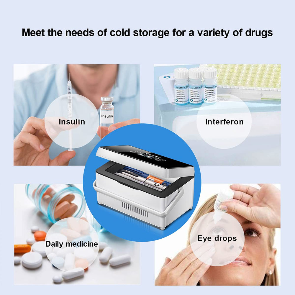 QIRDLP insulin cooler case with digital display for precise temperature monitoring.