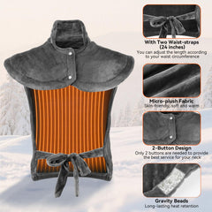 Qoosea neck-shoulders-back wrap-fit showing snug, customizable fit.