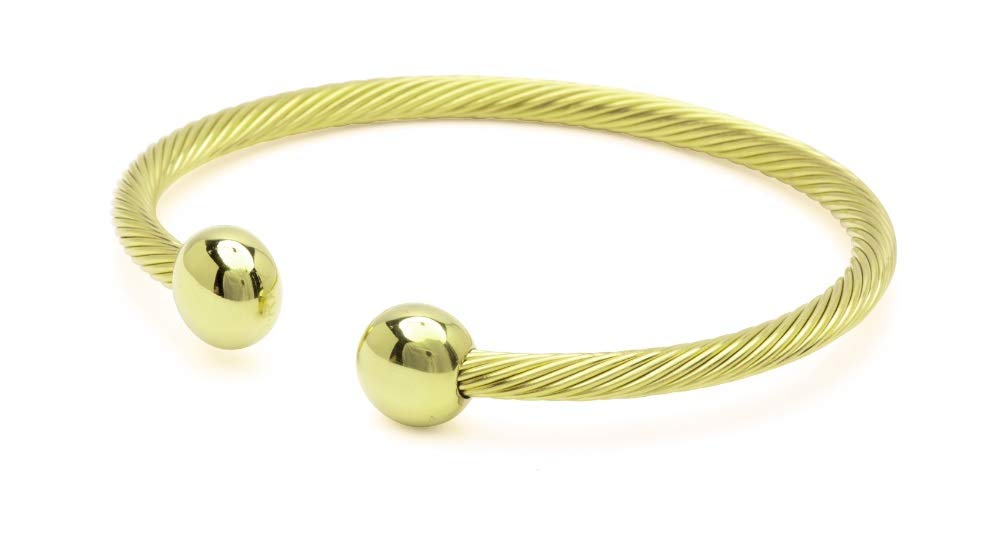 QRAY Gold Deluxe bracelet closeup showing polished surgical steel for everyday wear