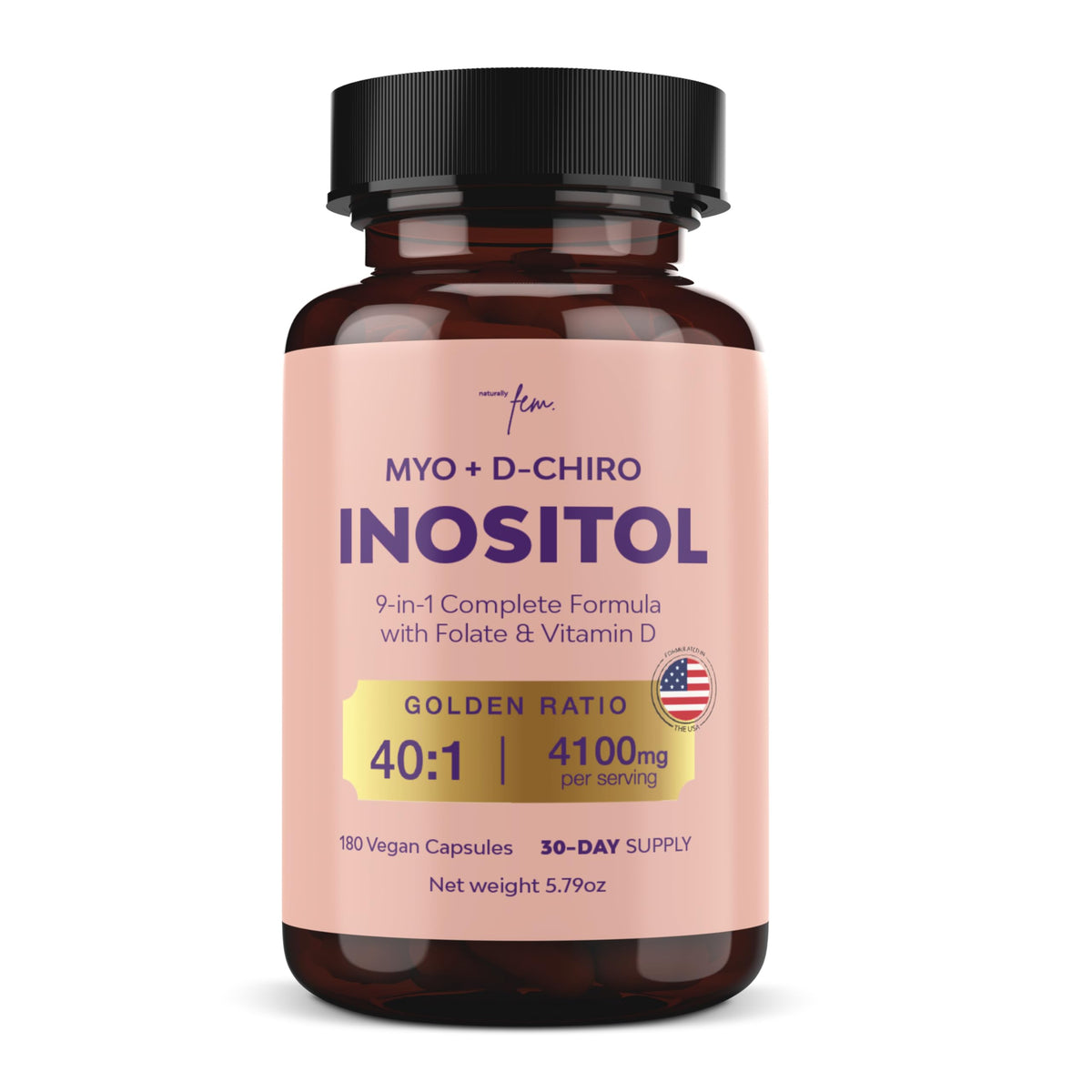QSTA Myo-Inositol bottle front with 4100 mg serving for daily balance.