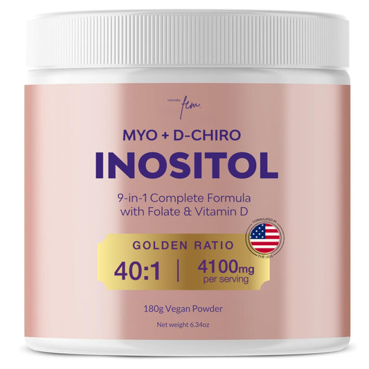QSTA Myo-Inositol & D-Chiro Inositol powder bottle, supports hormonal balance