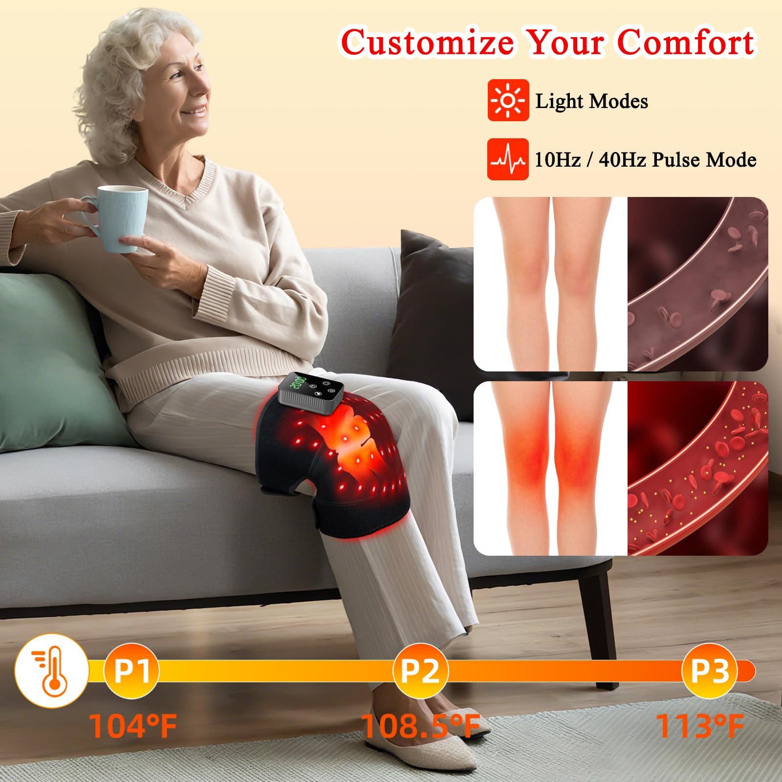 Qtyspdct knee brace with removable battery for extended session time