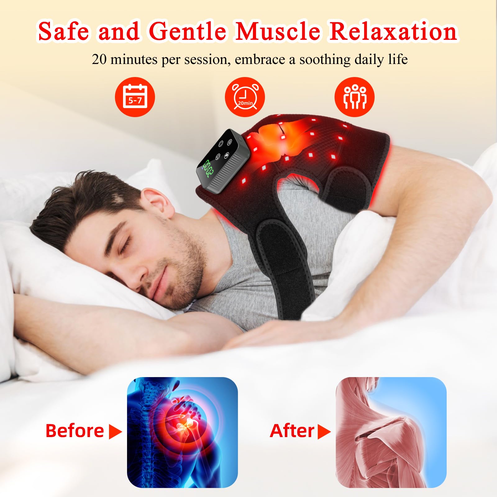 Qtyspdct red light therapy knee brace worn on the knee, front view