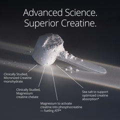 Qualia Creatine label emphasizes vegan, gluten-free, third-party tested ingredients.