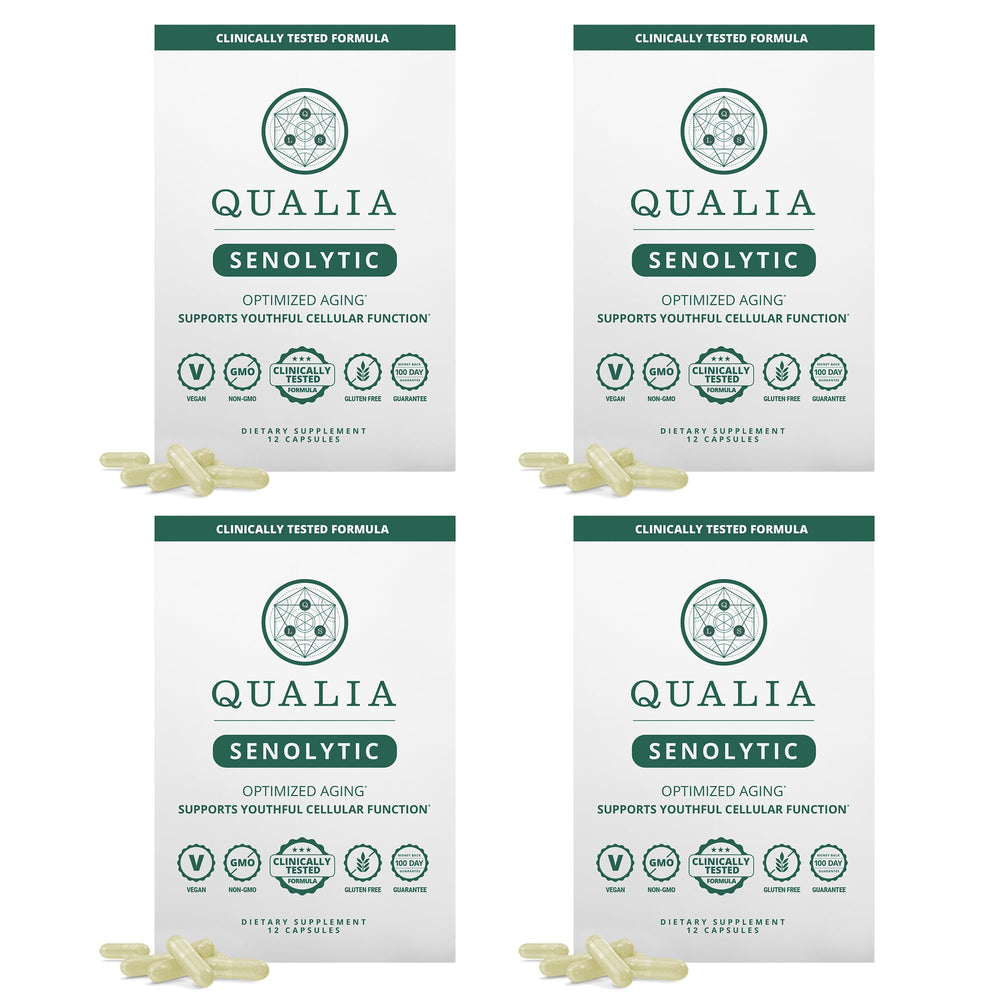 Qualia Life Sciences Senolytic Ultimate bottle front for cellular support.