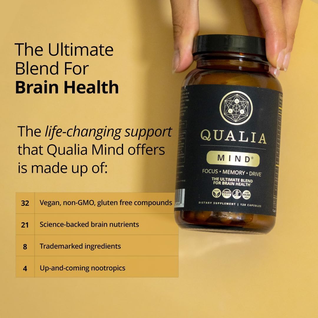 Qualia Mind ingredient list emphasizes science-backed nootropics for cognition.