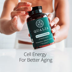 Qualia Mitochondria+ daily routine scene emphasizes consistent self-care.