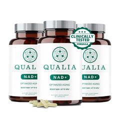 Qualia NAD supplement bottle front for energy support and aging wellness
