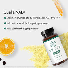 Qualia NAD ingredients panel featuring Niagen, Niacin, and Niacinamide