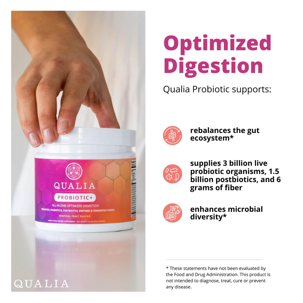 Qualia Probiotic glass with synbiotic mix for daily ritual