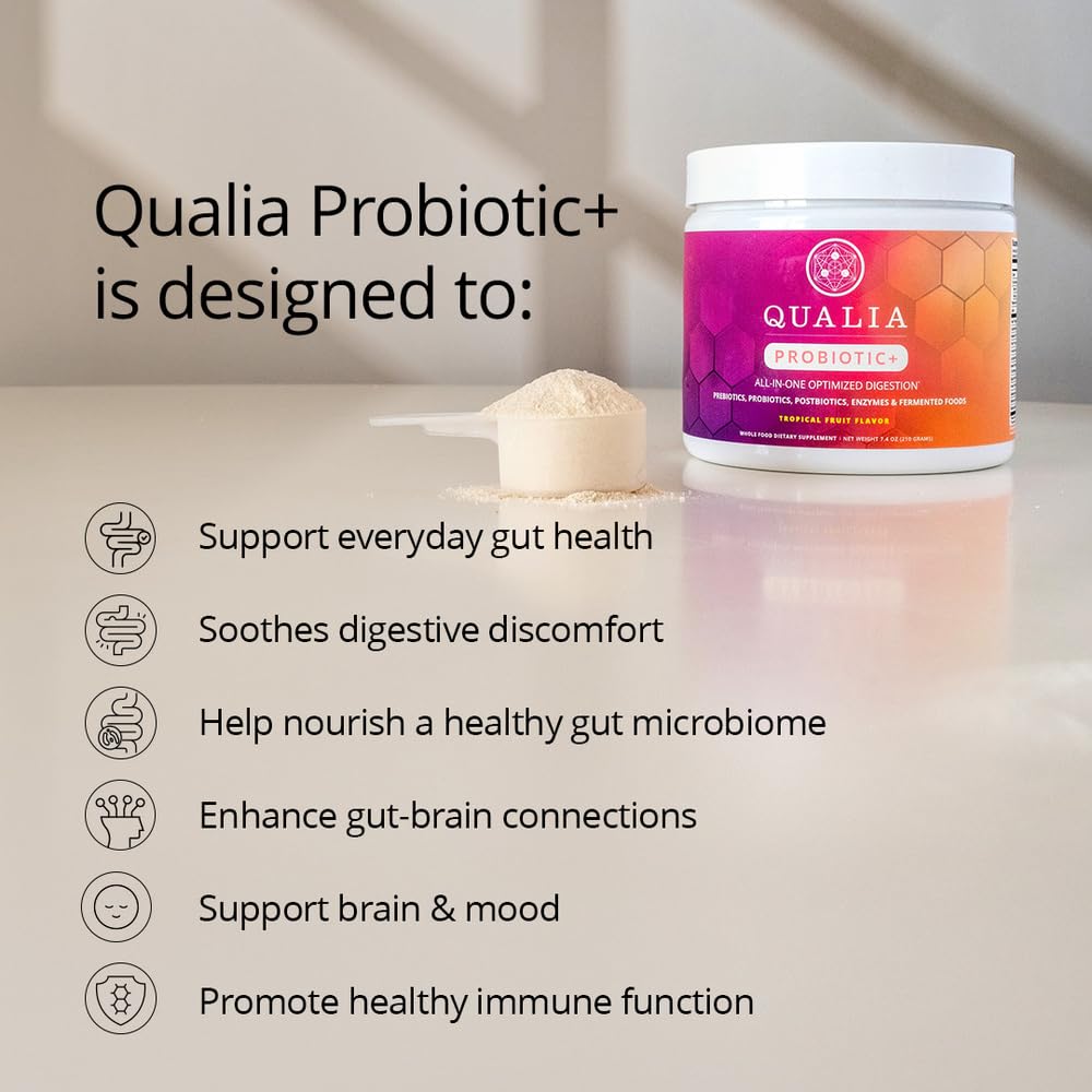 Qualia Probiotic powder dissolving in water for easy drink