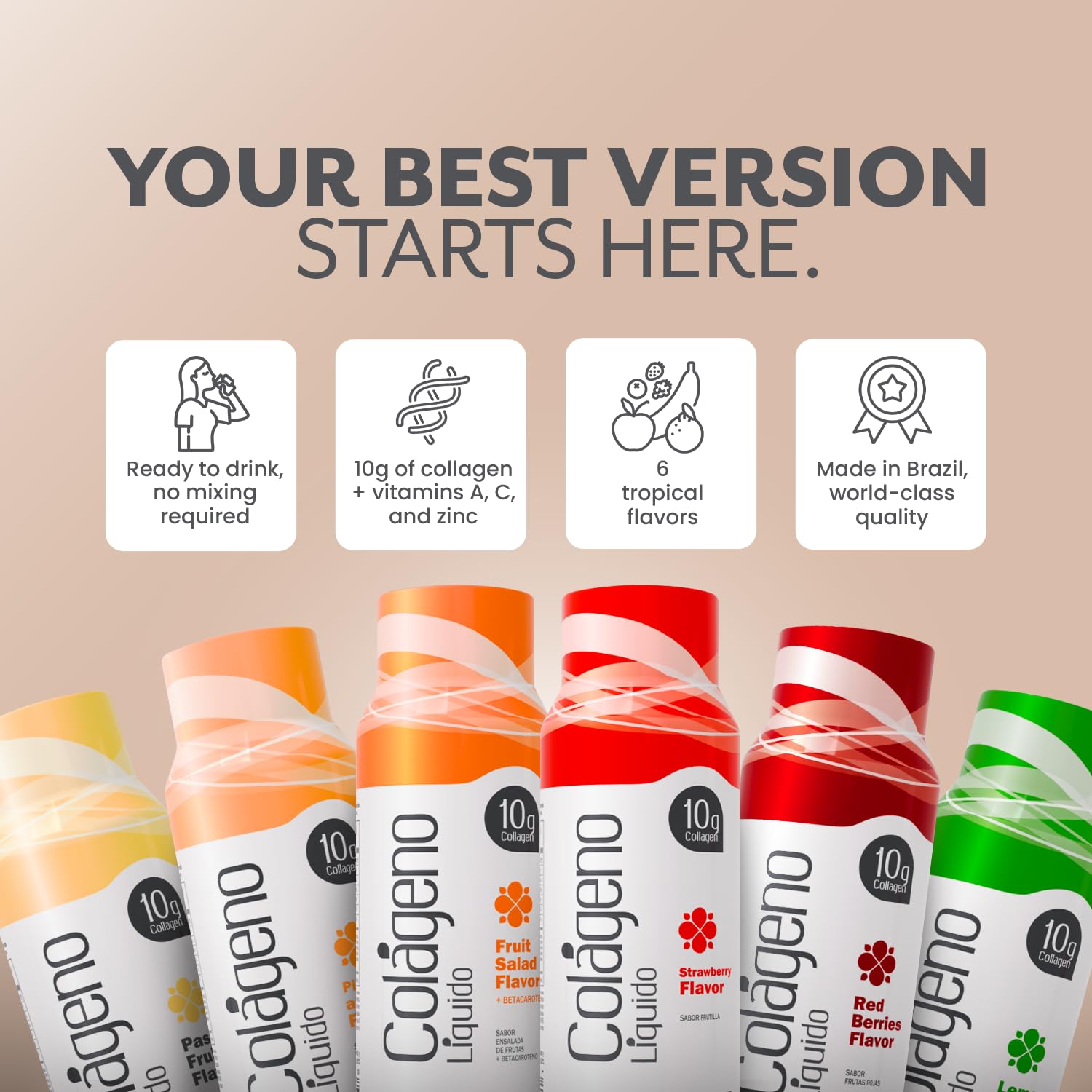 Qualinova tropical pineapple flavor collagen bottle adds refreshing daily nourishment.